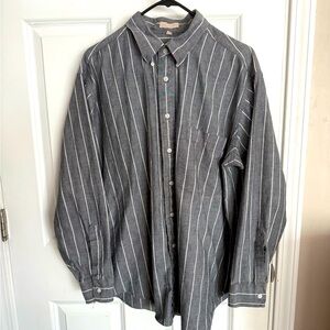 The Fox Collection Vintage Gray Striped Men's Button Down Shirt L/XL